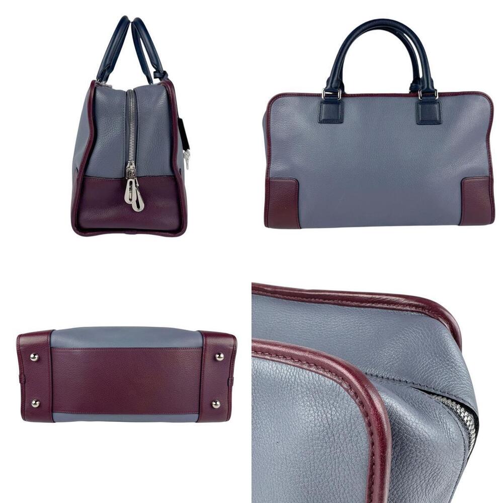 Loewe Leather Red Gray Silver Blue Handbag Amazona Navy Burgundy